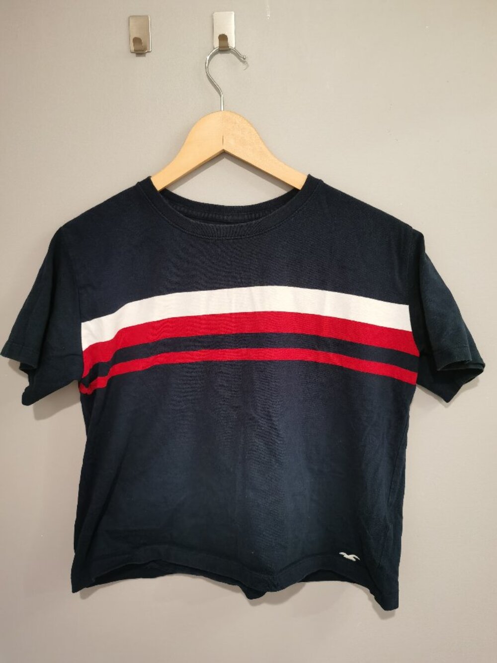Hollister Navy Striped Classic T-shirt | Size M